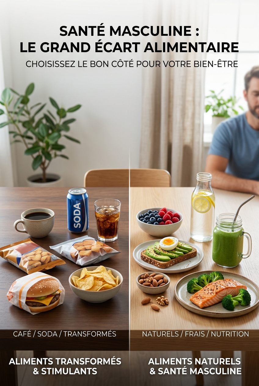 Santé masculine : le grand écart alimentaire. Comparaison entre aliments