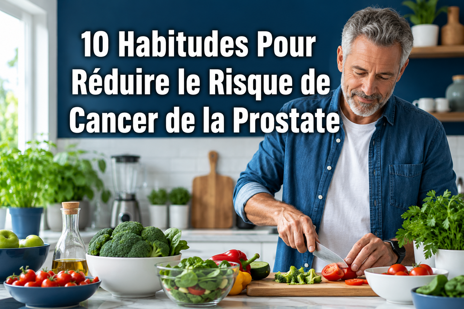 Format paysage professionnel (), image de couverture avec texte en gras superposé: '10 Habitudes Pour Réduire le Risque de