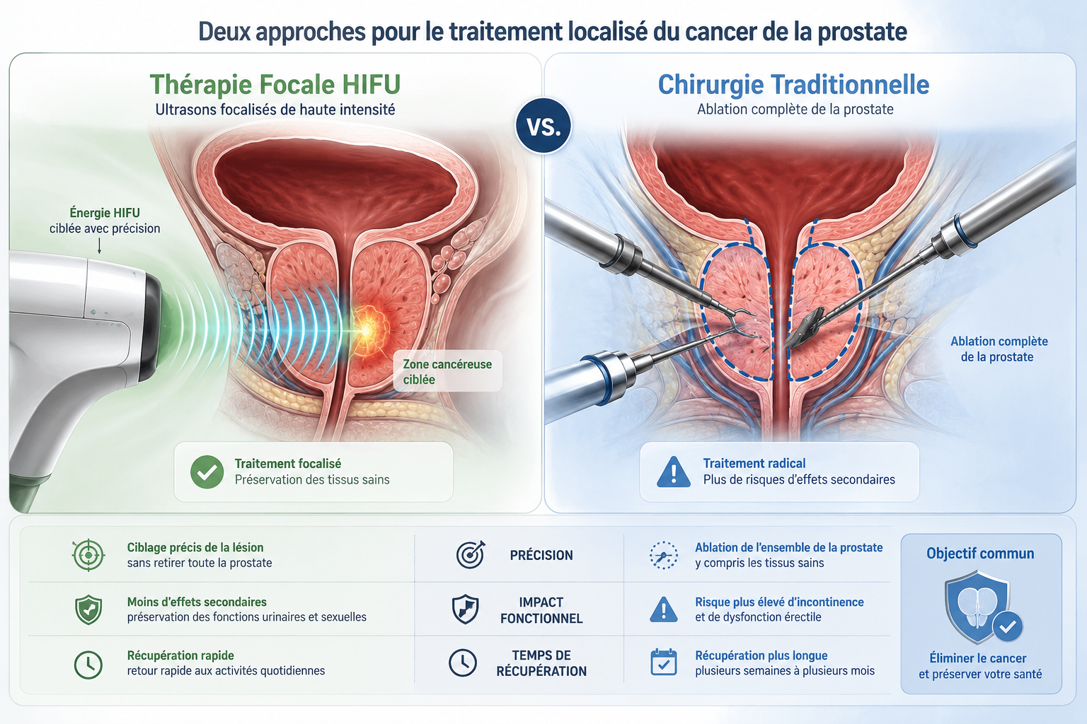 Quelle est la différence entre le HIFU et le traitement traditionnel de la prostate ?