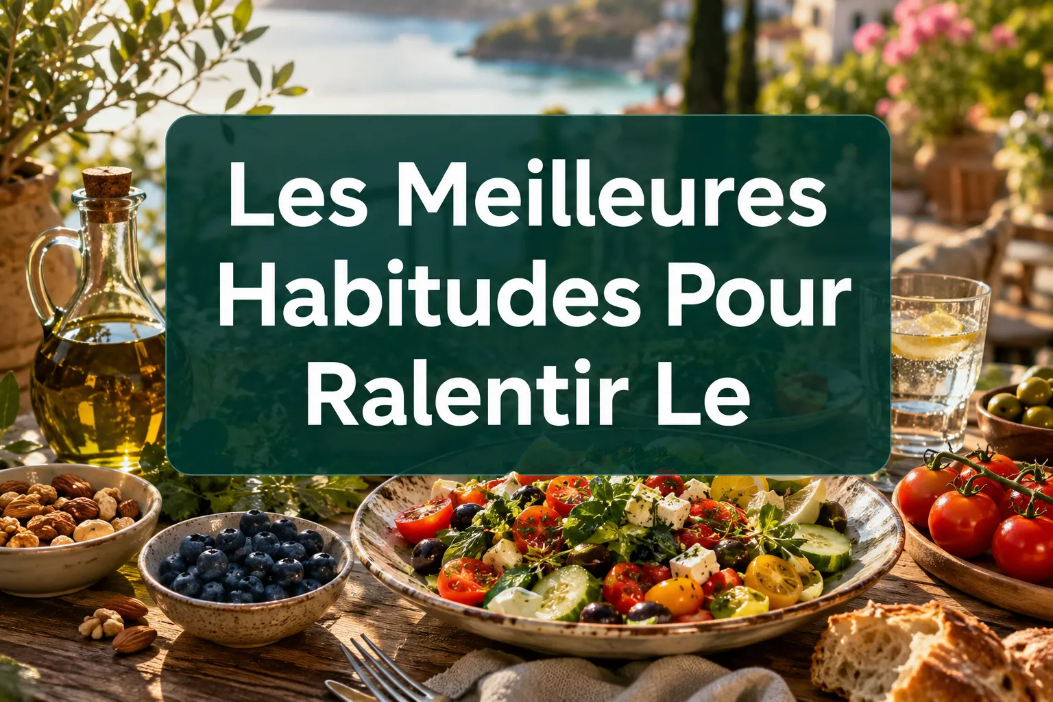 Professional () hero image with 'Les Meilleures Habitudes Pour Ralentir Le' in crisp white on a semi-transparent dark teal