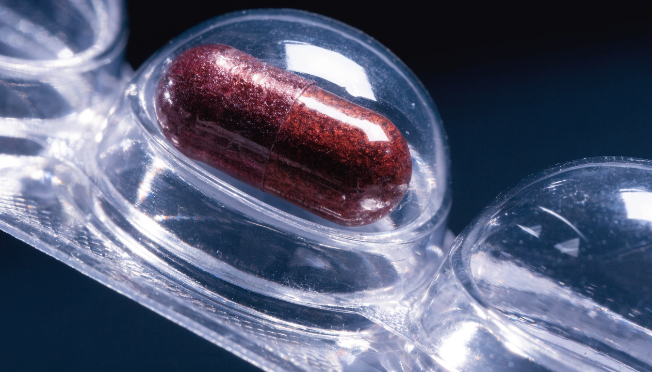 Closeup of a single antiandrogen pill in a blister pack